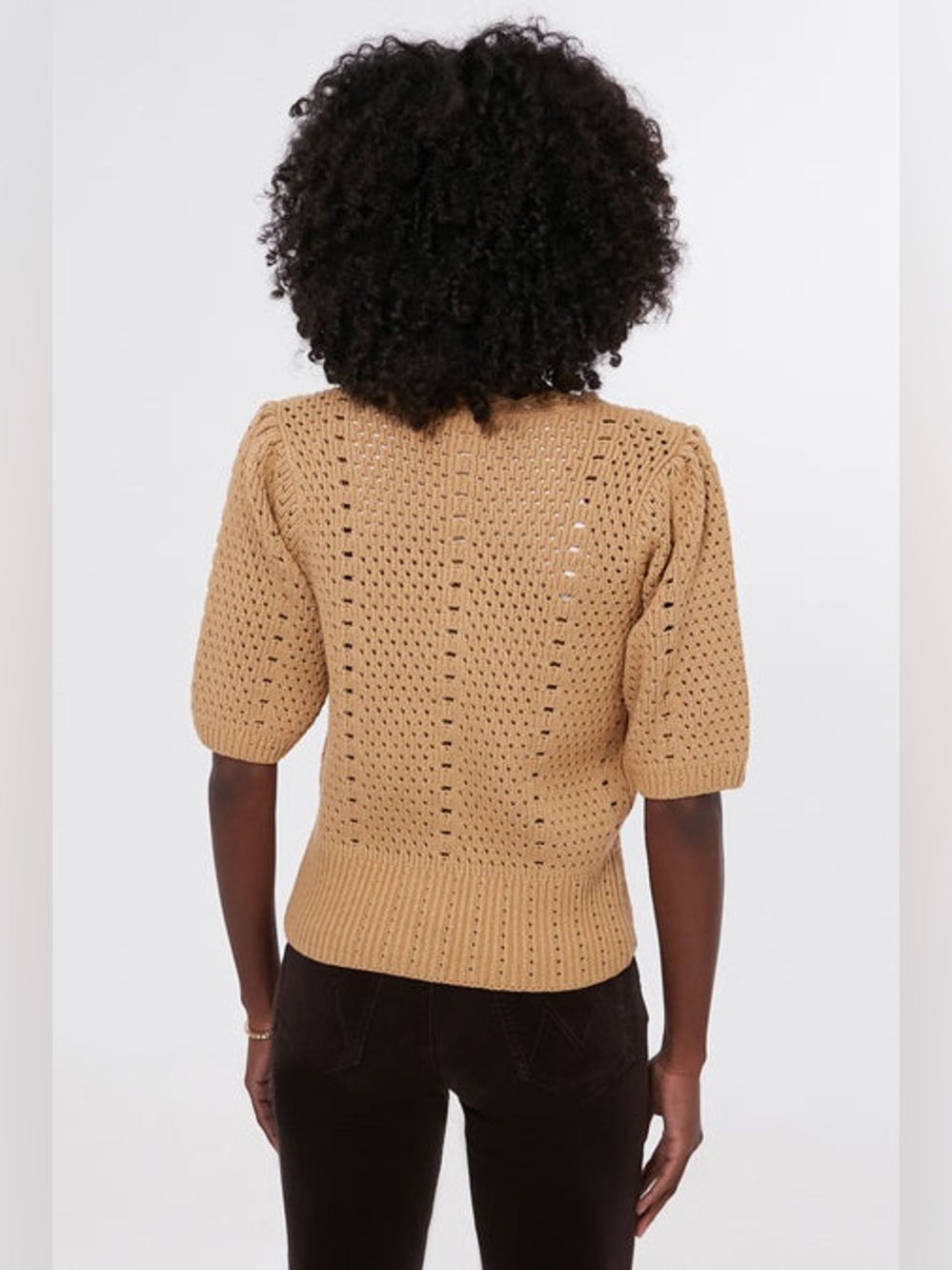 Tuckernuck Hyacinth House Short Sleeve Alice Sweater Cardigan Tan XS Cottagecore - Picture 5 of 11